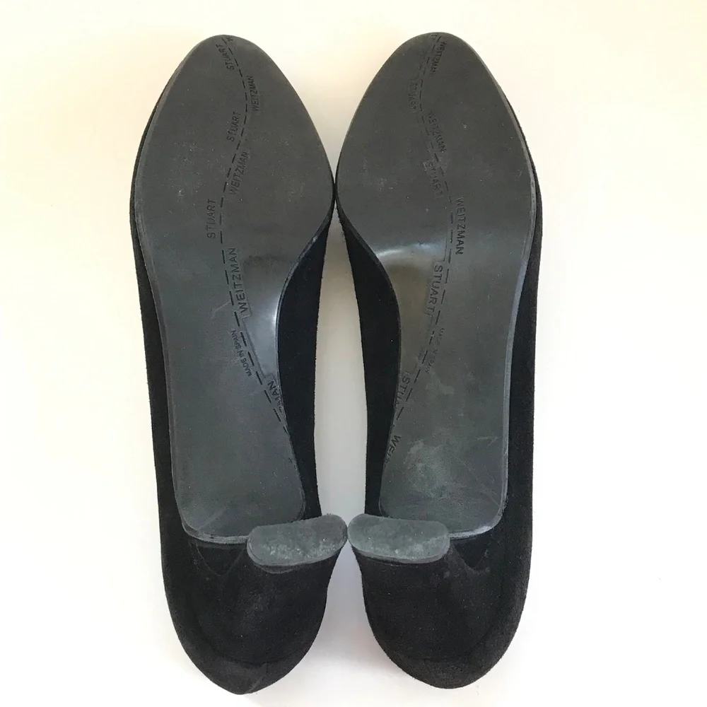 STUART WEITZMAN Black Suede Pump Kitten Heels Women’s Size 10 NARROW
